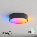 BRILAGI - Candeeiro de tecto LED RGBW dimerizável para casa de banho CLARE 2xE27/12W/230V Ø 30 cm antracite IP54