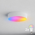 Brilagi - Candeeiro de tecto LED RGBW dimerizável para casa de banho CLARE 2xE27/9W/230V 2700-6500K Ø 30 cm IP54 Wi-Fi branco