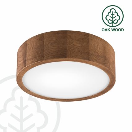 Brilagi - Candeeiro de tecto LED RGBW dimerizável CARVALHO 1xE27/15W/230V 2700-6500K Wi-Fi, acabamento em carvalho, diâmetro 27,5 cm
