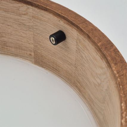 Brilagi - Candeeiro de tecto LED RGBW dimerizável CARVALHO 1xE27/15W/230V 2700-6500K Wi-Fi, acabamento em carvalho, diâmetro 27,5 cm