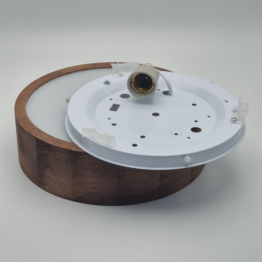 Brilagi - Candeeiro de tecto LED RGBW dimerizável CARVALHO 1xE27/15W/230V 2700-6500K Wi-Fi, acabamento em carvalho, diâmetro 27,5 cm