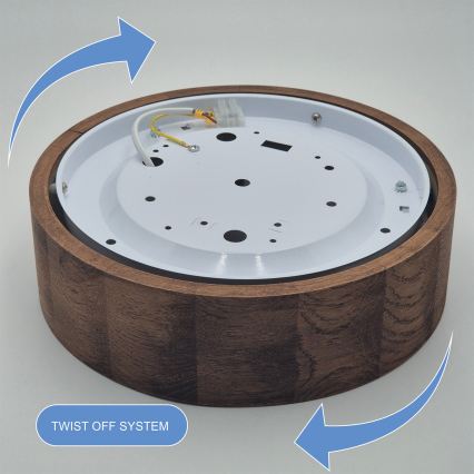 Brilagi - Candeeiro de tecto LED RGBW dimerizável CARVALHO 1xE27/15W/230V 2700-6500K Wi-Fi, acabamento em carvalho, diâmetro 27,5 cm