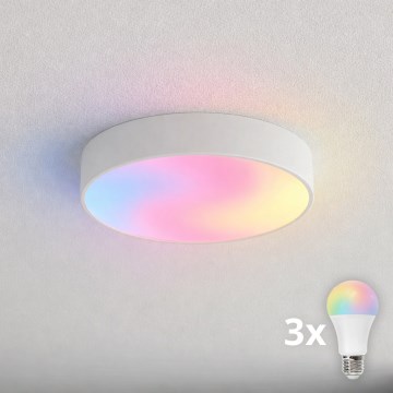 BRILAGI - Candeeiro de tecto LED RGBW regulável para casa de banho CLARE 3xE27/12W/230V 2700–6500K Ø 40 cm IP54 Wi‑Fi branco
