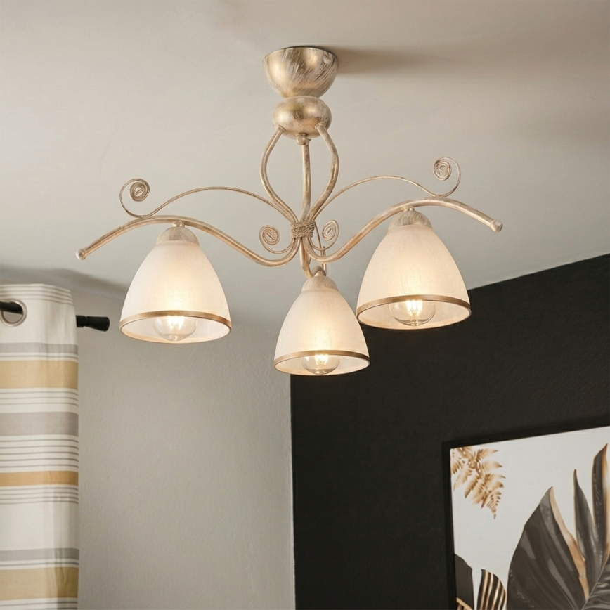 Brilagi - Candeeiro de tecto LED sobreposto ANTICO 3xE27/60W/230V 3000K, acabamento branco patinado