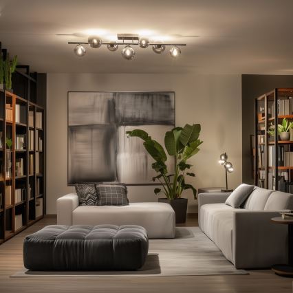 Brilagi - Candeeiro de tecto LED sobreposto MILLA 7xG9/3W/230V preto cromo/fumado