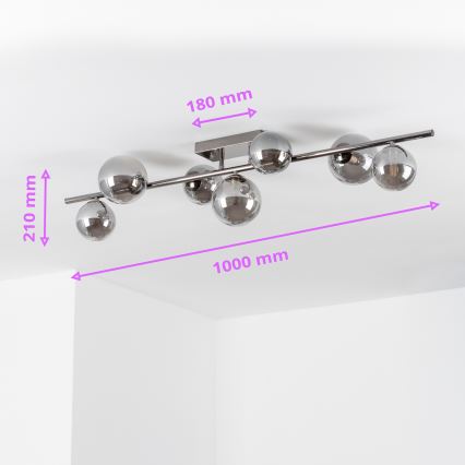 Brilagi - Candeeiro de tecto LED sobreposto MILLA 7xG9/3W/230V preto cromo/fumado