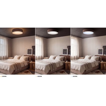 Brilagi - Candeeiro de teto LED VELVET VARI LED/24W/230V 3000/4000/6500K Ø 45 cm castanho