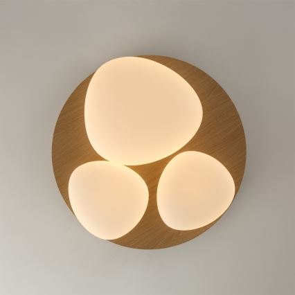 Brilagi - Candeeiro de tecto LED VISBY WOOD, 36 W / 230 V, Ø 50 cm, castanho