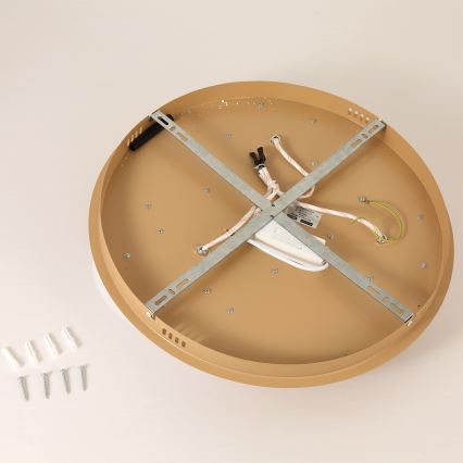 Brilagi - Candeeiro de tecto LED VISBY WOOD, 36 W / 230 V, Ø 50 cm, castanho