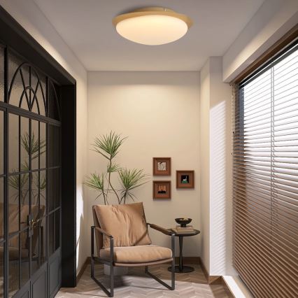 Brilagi - Candeeiro de tecto LED VISBY WOOD LED/18W/230V Ø 38 cm castanho