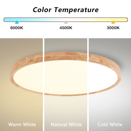 Brilagi - Luminária de teto LED WOODROUND LED/70W/230V 3000/4000/6000K, diâmetro 80 cm, acabamento em madeira, IRC 90