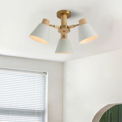 Brilagi - Candeeiro de tecto LUND WOOD 3xE27/40W/230V Ø 50 cm em madeira de seringueira