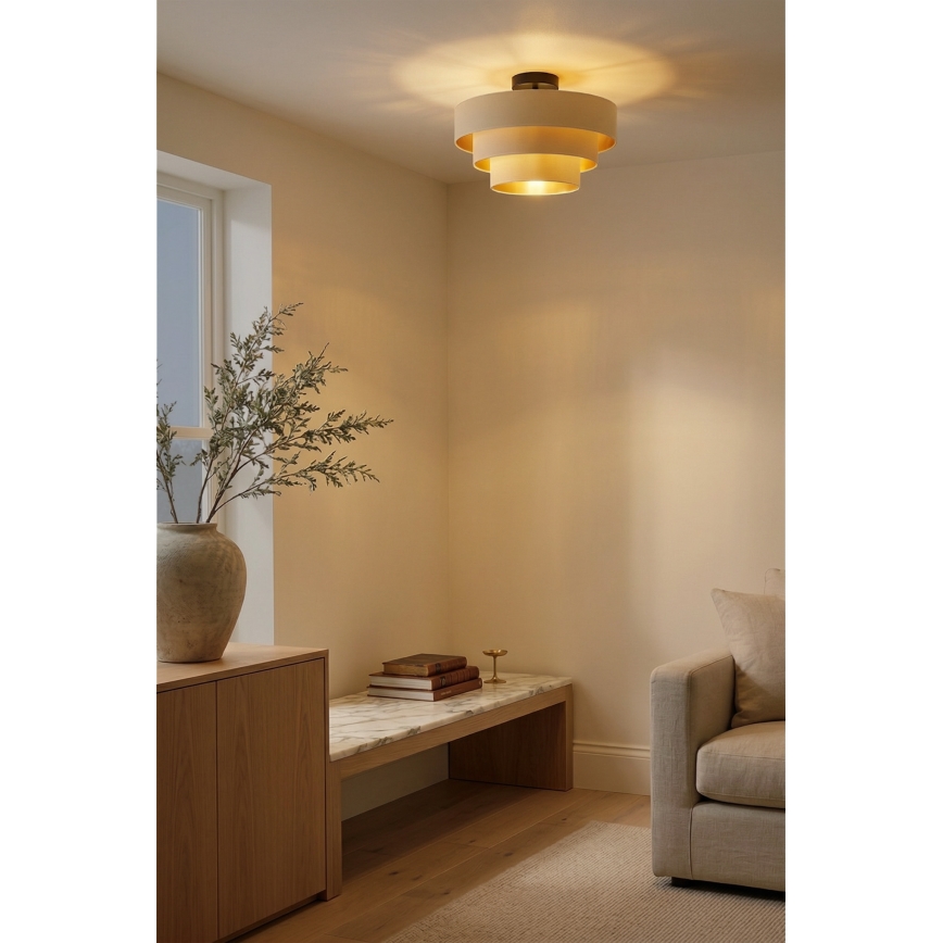 Brilagi - Candeeiro de tecto LUNETA 1xE27/60W/230V Ø 40 cm creme/dourado