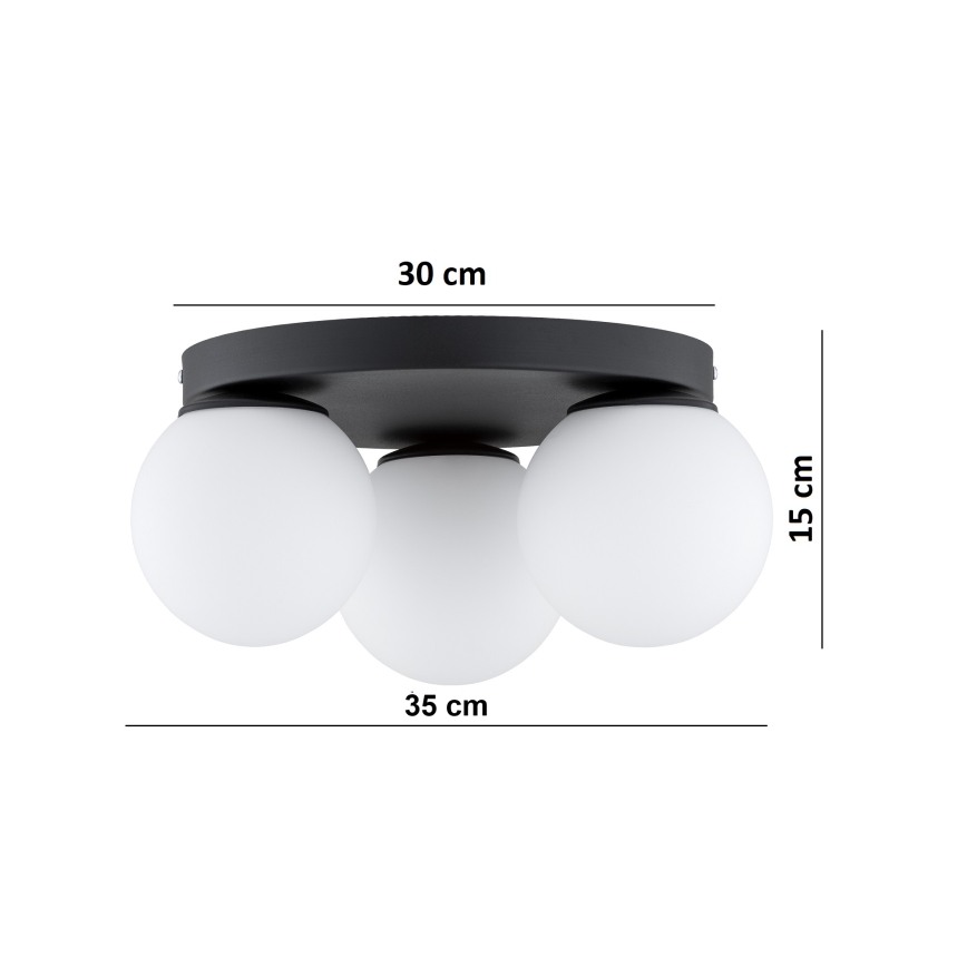 Brilagi - Candeeiro de tecto MILO 3xE27/60W/230V Ø 35 cm preto