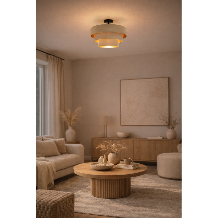 Brilagi - Candeeiro de tecto montado à superfície LUNETA 1xE27/60W/230V diâmetro 40 cm bege/dourado