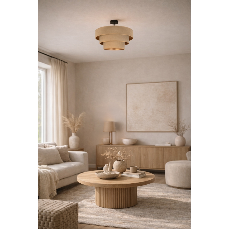 Brilagi - Candeeiro de tecto montado à superfície LUNETA 1xE27/60W/230V diâmetro 40 cm bege/dourado