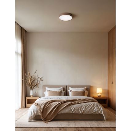 Brilagi - Luminária de teto para casa de banho com sensor de movimento e sensor crepuscular CLARE 4xE27/24W/230V Ø 50 cm castanha IP54
