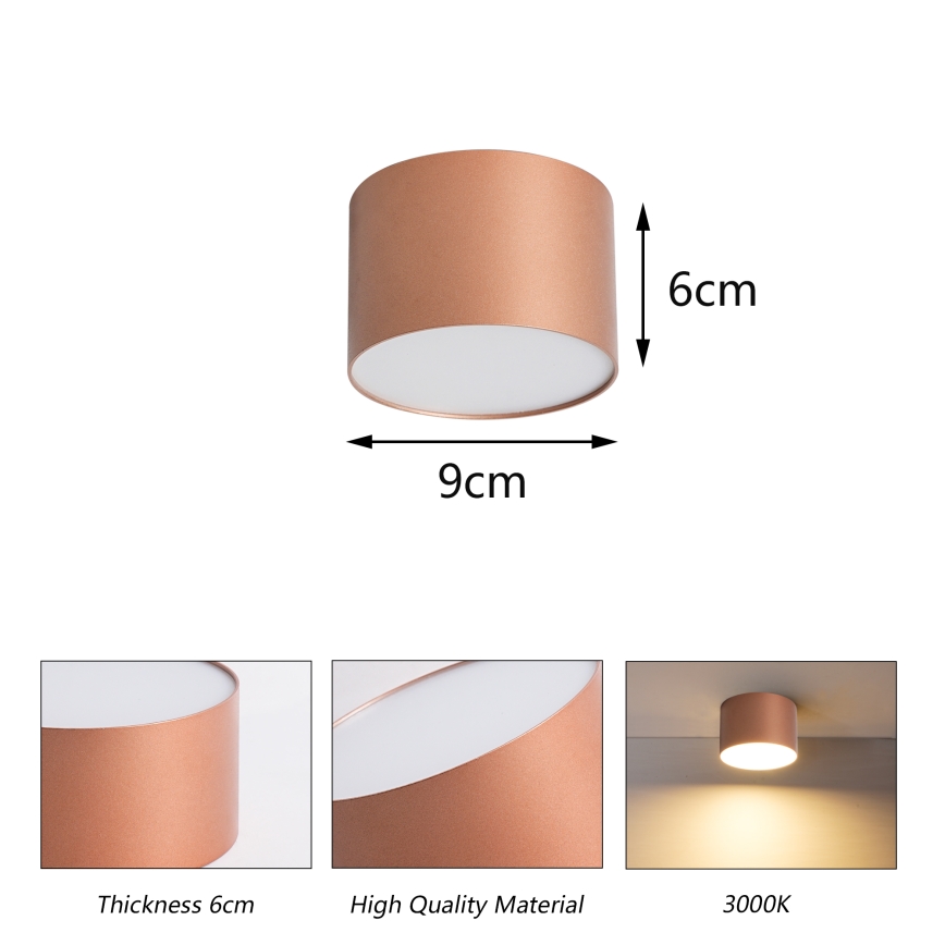 BRILAGI - Candeeiro de tecto para casa de banho FORIS LED/9W/230V Ø 9 cm bronze IP44 CRI 90