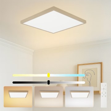 Brilagi - Candeeiro de tecto para casa de banho LED dimerizável FRAME SMART LED/50W/230V 60x60 cm 3000-6000K IP44 bege + comando remoto
