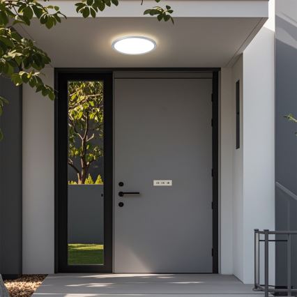 Brilagi - Candeeiro de tecto LED para casa de banho ULTRA SLIM LED/12W/230V Ø 22,5 cm prateado IP54