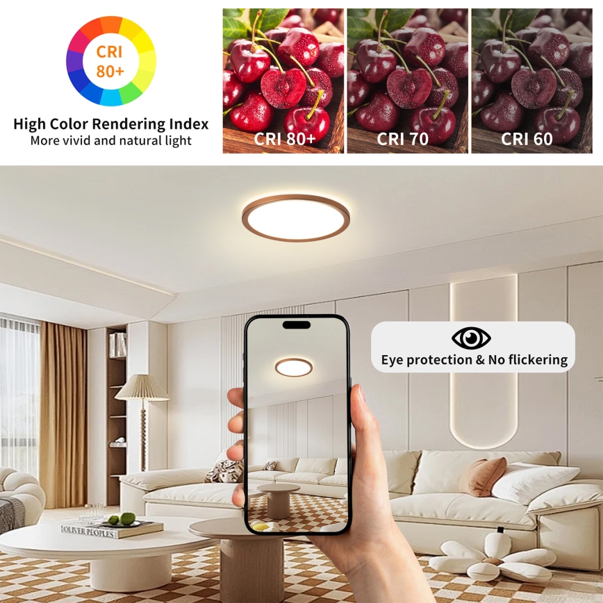 Brilagi - Luminária de teto LED ultrafina para casa de banho LED/12W/230V diâmetro 22,5 cm ouro rosé IP54
