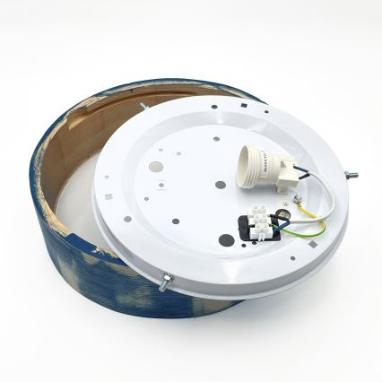 Brilagi - Candeeiro de tecto PINO, 1xE27/15W/230V, acabamento pinho/azul, diâmetro 27,5 cm