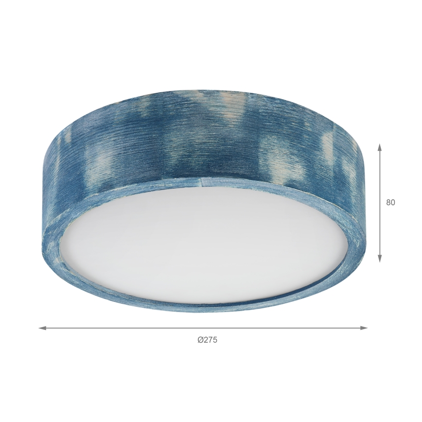 Brilagi - Candeeiro de tecto PINO, 1xE27/15W/230V, acabamento pinho/azul, diâmetro 27,5 cm