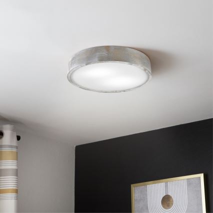 Brilagi - Candeeiro de tecto PINO 2xE27/15W/230V pinho/prateado diâmetro 37,5 cm