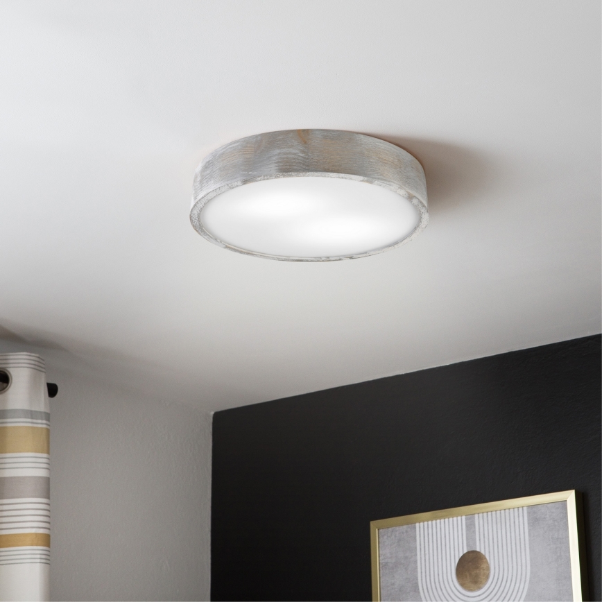 Brilagi - Candeeiro de tecto PINO 2xE27/15W/230V pinho/prateado diâmetro 37,5 cm