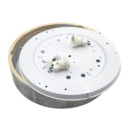 Brilagi - Candeeiro de tecto PINO 2xE27/15W/230V pinho/prateado diâmetro 37,5 cm