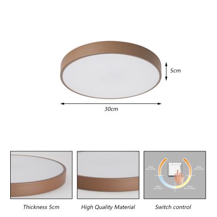 Brilagi - Candeeiro de teto LED POOL LED/36W/230V 3000/4000/6000K Ø 30 cm castanho