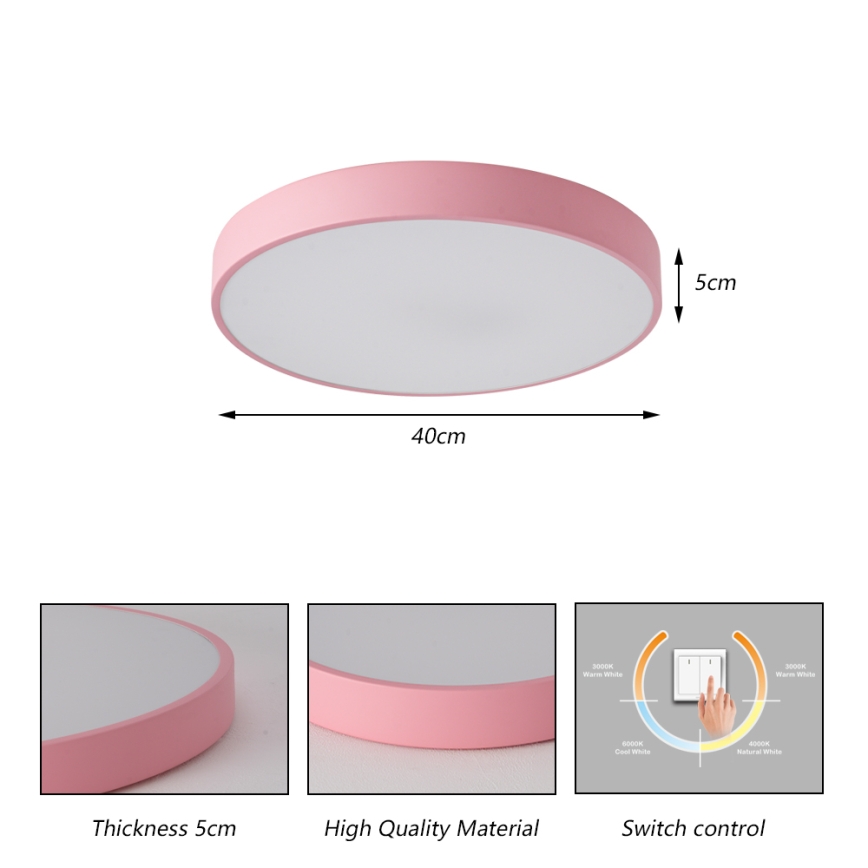 Brilagi - Luminária de teto LED POOL LED/48W/230V 3000/4000/6000K Ø 40 cm rosa