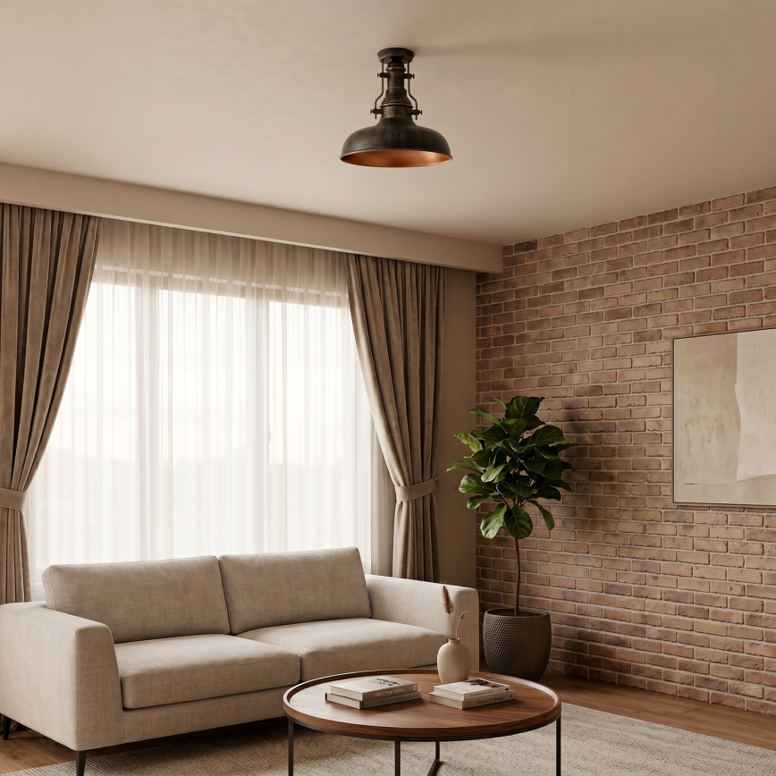 Brilagi - Candeeiro de tecto PYRONIC 1xE27/40W/230V Ø 32 cm bronze/pátina