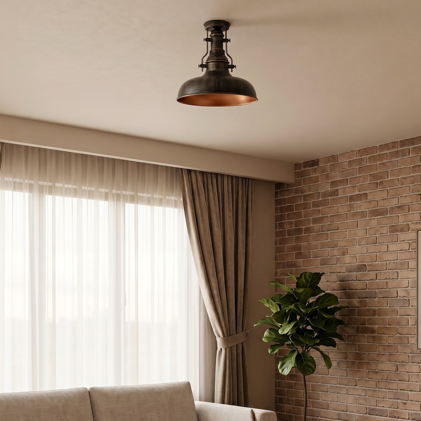 Brilagi - Candeeiro de tecto PYRONIC 1xE27/40W/230V Ø 32 cm bronze/pátina