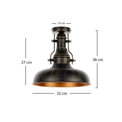 Brilagi - Candeeiro de tecto PYRONIC 1xE27/40W/230V Ø 32 cm bronze/pátina