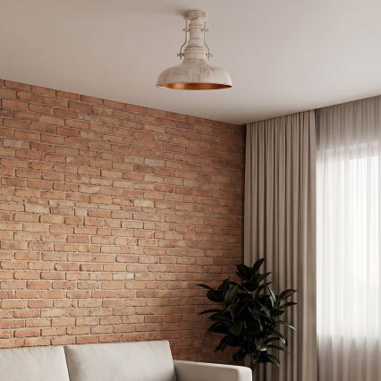 Brilagi - Candeeiro de tecto PYRONIC 1xE27/40W/230V Ø 32 cm creme/pátina