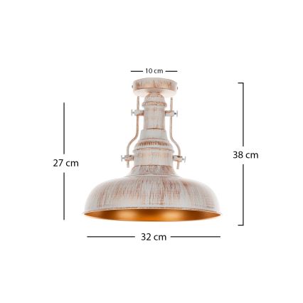 Brilagi - Candeeiro de tecto PYRONIC 1xE27/40W/230V Ø 32 cm creme/pátina