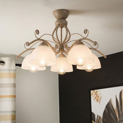 Brilagi - Candeeiro de tecto sobreposto ANTICO MODERN 5xE27/60W/230V bege
