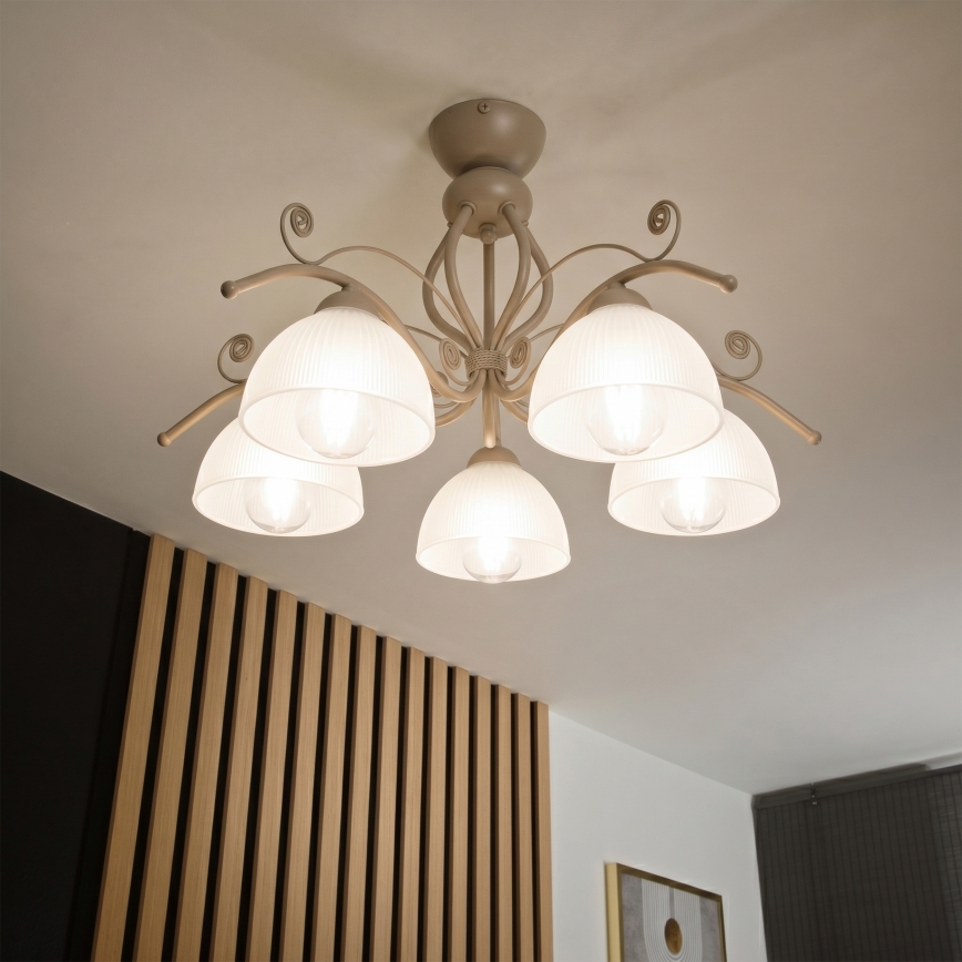 Brilagi - Candeeiro de tecto sobreposto ANTICO MODERN 5xE27/60W/230V bege