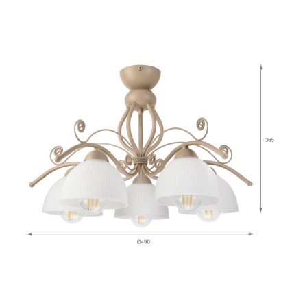 Brilagi - Candeeiro de tecto sobreposto ANTICO MODERN 5xE27/60W/230V bege