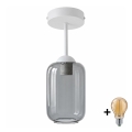 BRILAGI - Candeeiro de tecto sobreposto LED RETRO GLASS 1xE27/60W/230V Ø 14 cm branco/cinzento fumado