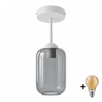 BRILAGI - Candeeiro de tecto sobreposto LED RETRO GLASS 1xE27/60W/230V Ø 14 cm branco/cinzento fumado