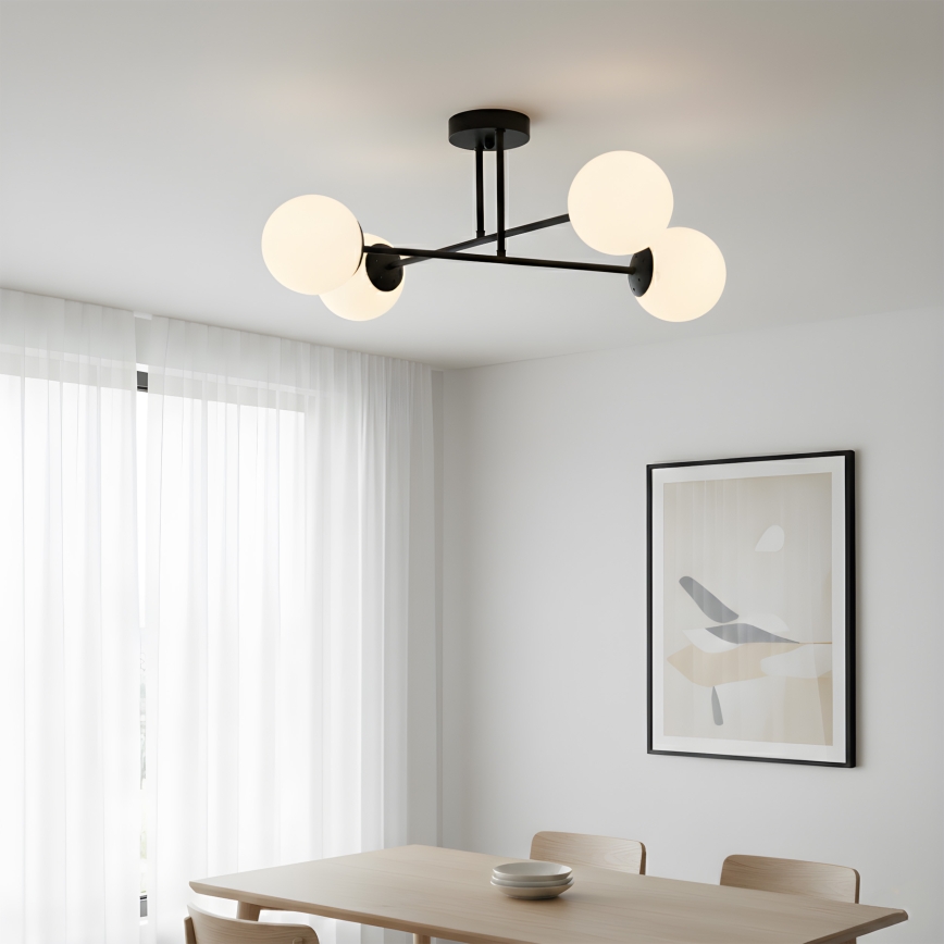 Brilagi - Candeeiro de tecto sobreposto MALIVA 4xE14/15W/230V preto/branco