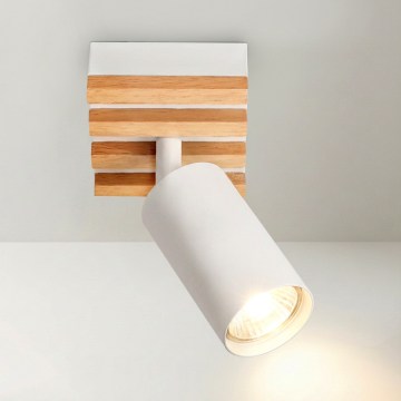 Brilagi - Candeeiro de tecto spot SELE WOOD 1xGU10/30W/230V branco/madeira