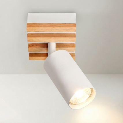 Brilagi - Candeeiro de tecto spot SELE WOOD ACOUSTIC 1xGU10/30W/230V branco/madeira