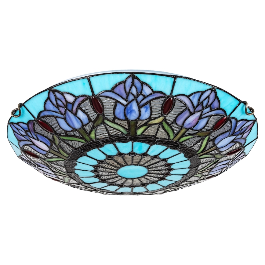 Brilagi - Candeeiro de tecto Tiffany em vitral LORAS 2xE27/60W/230V