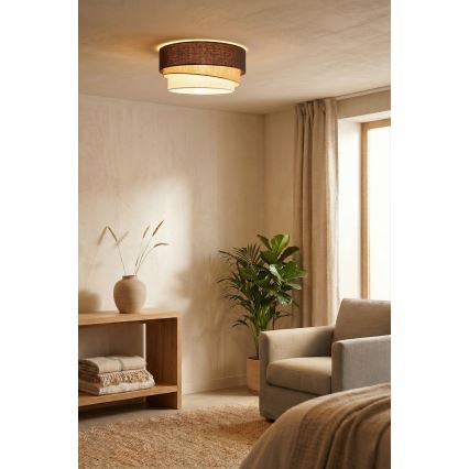 Brilagi - Candeeiro de tecto TRIO 1xE27/60W/230V Ø 40 cm castanho/bege/branco