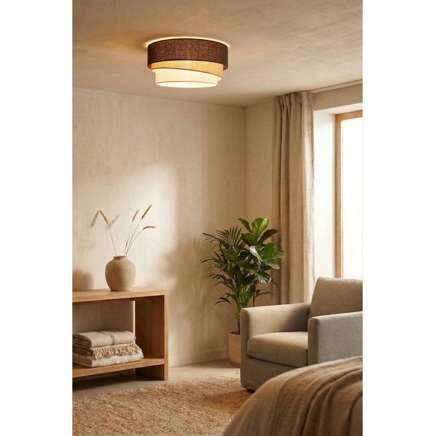 Brilagi - Candeeiro de tecto TRIO 1xE27/60W/230V Ø 40 cm castanho/bege/branco