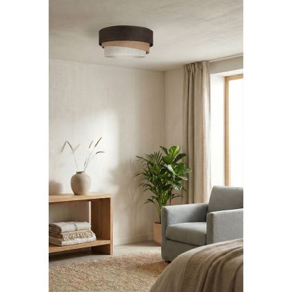 Brilagi - Candeeiro de tecto TRIO 1xE27/60W/230V Ø 40 cm castanho/bege/branco