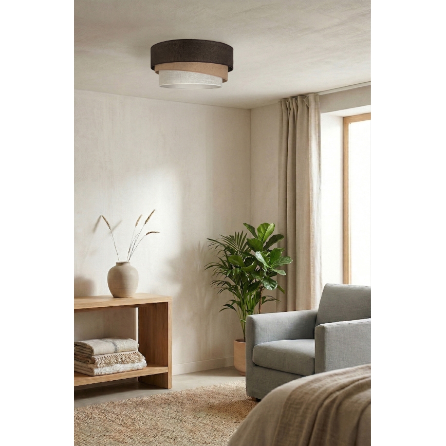 Brilagi - Candeeiro de tecto TRIO 1xE27/60W/230V Ø 40 cm castanho/bege/branco